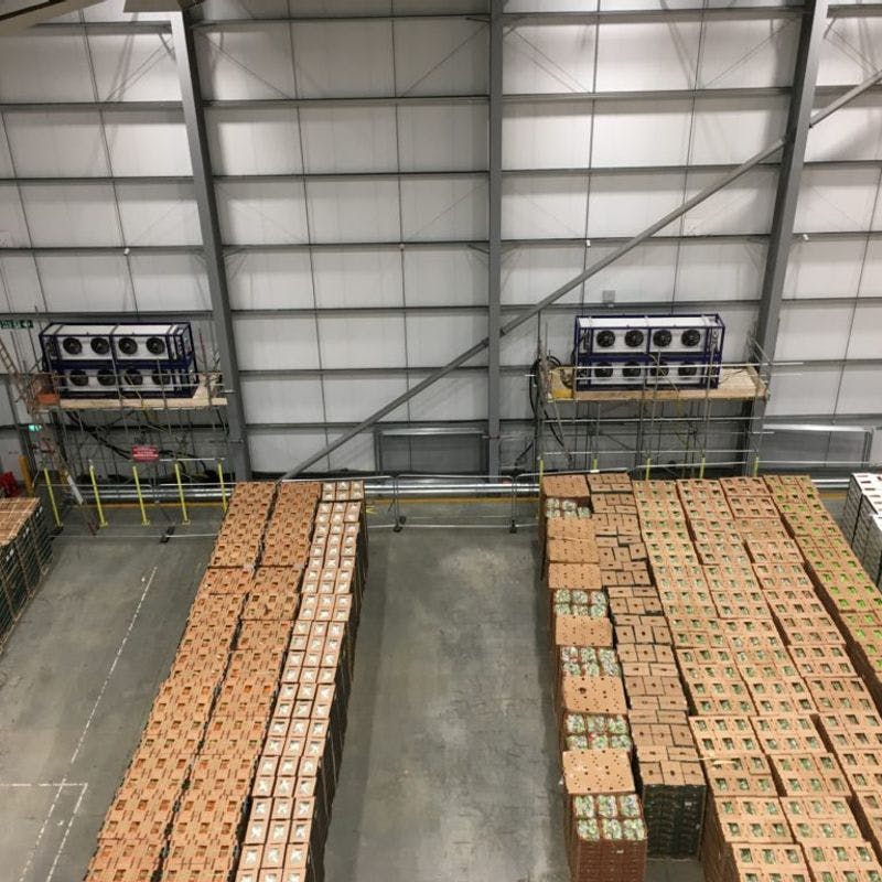 Cooling installed into a warehouse for fruit storage