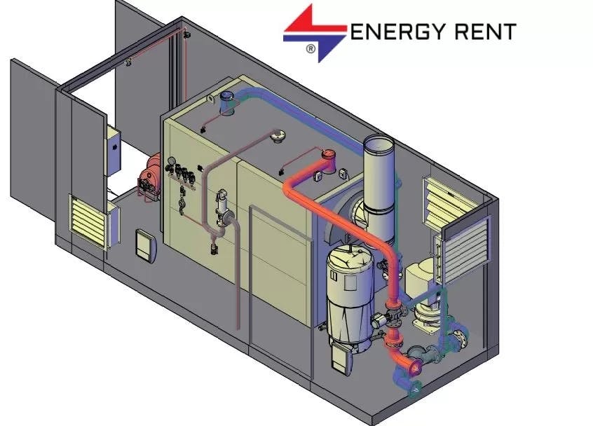 Image of a mobile waterborne fossil-free heating plant